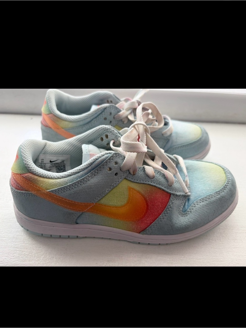 Nike Kids Gradient Swoosh Sneakers - Light Blue with Orange-Pink Accent